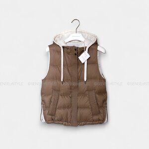 Brunello Cucinelli Women Padded Down Vest Jacket Monili Trim Size 38 XS